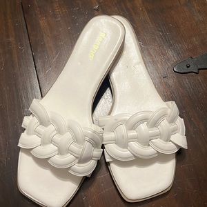 Size 9, never worn white sandals